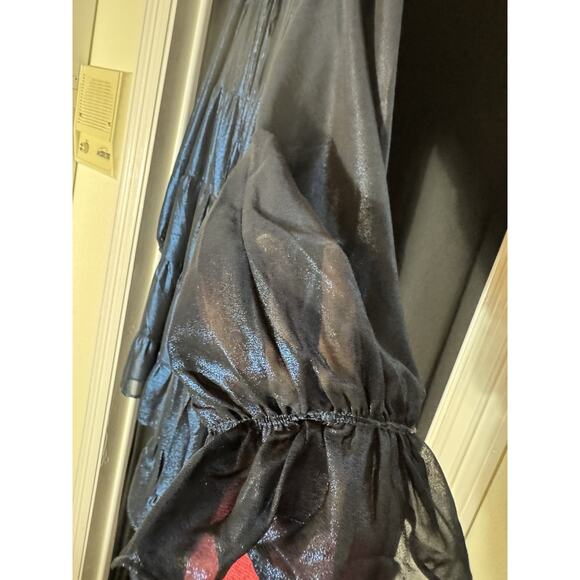 Code x Mode Metallic‎ Blue Tiered Dress Loose Fit Long Sleeve Size S Fairy - Picture 2 of 7